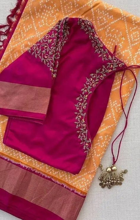 big mirror work blouse designs
