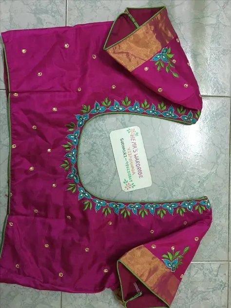 blouse back neck thread work designs