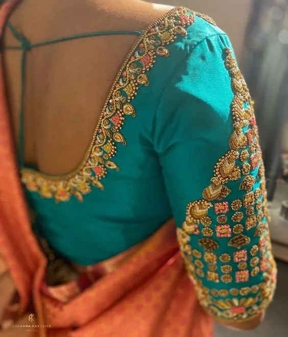 plain blouse hand designs