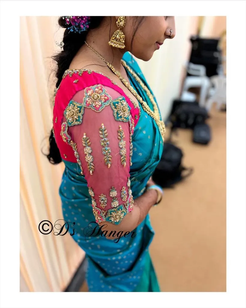 thread work for silk blouse